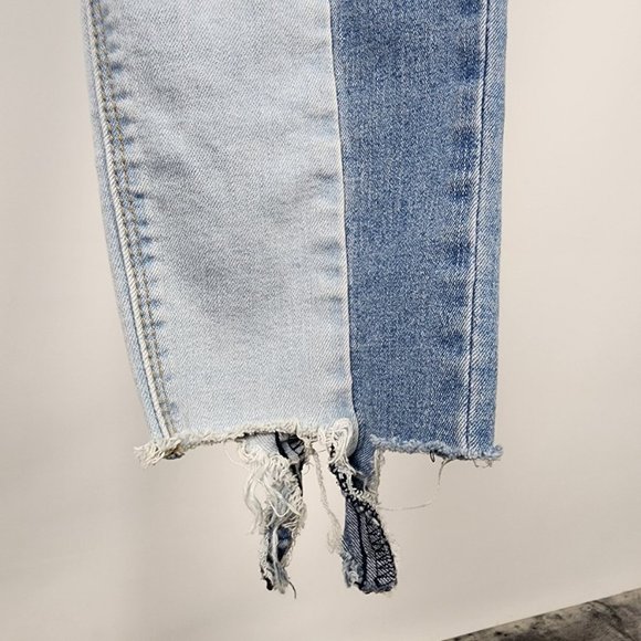 Blue Notes Blue Two Tone Denim Raw Hem Jeggings Size 34 - Picture 5 of 11